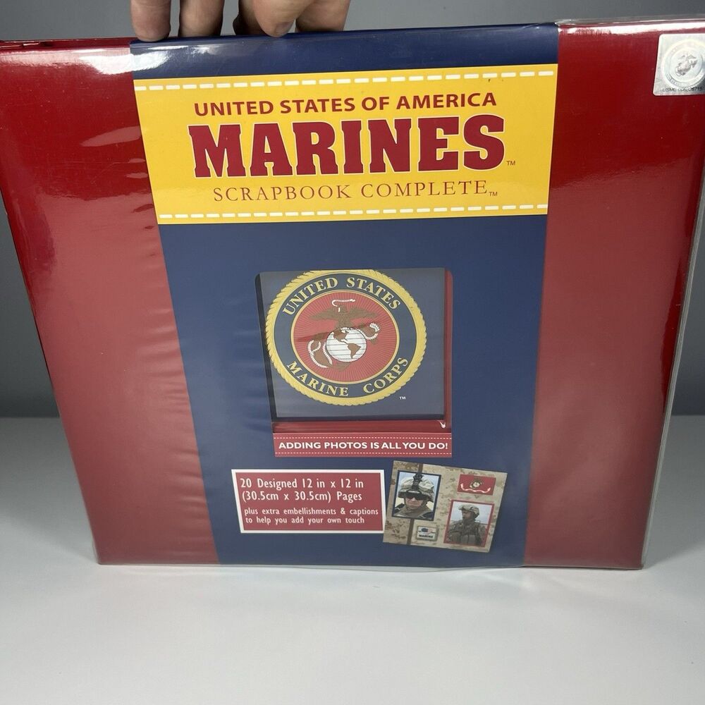 United States Marines Postbound Red Scrapbook Album 12x12 With License Plate - Picture 2 of 10